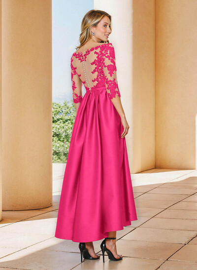 A-Line V-Neck 3/4 Sleeves Asymmetrical Lace Mother Of The Bride Dresses