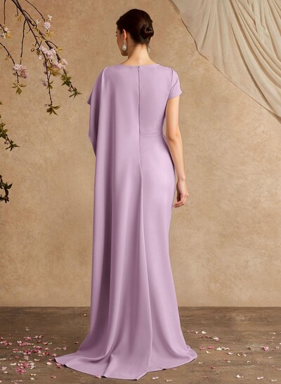 Sheath/Column Sleeveless Floor-Length Elastic Satin Mother Of The Bride Dresses With Sweeping Side Drape