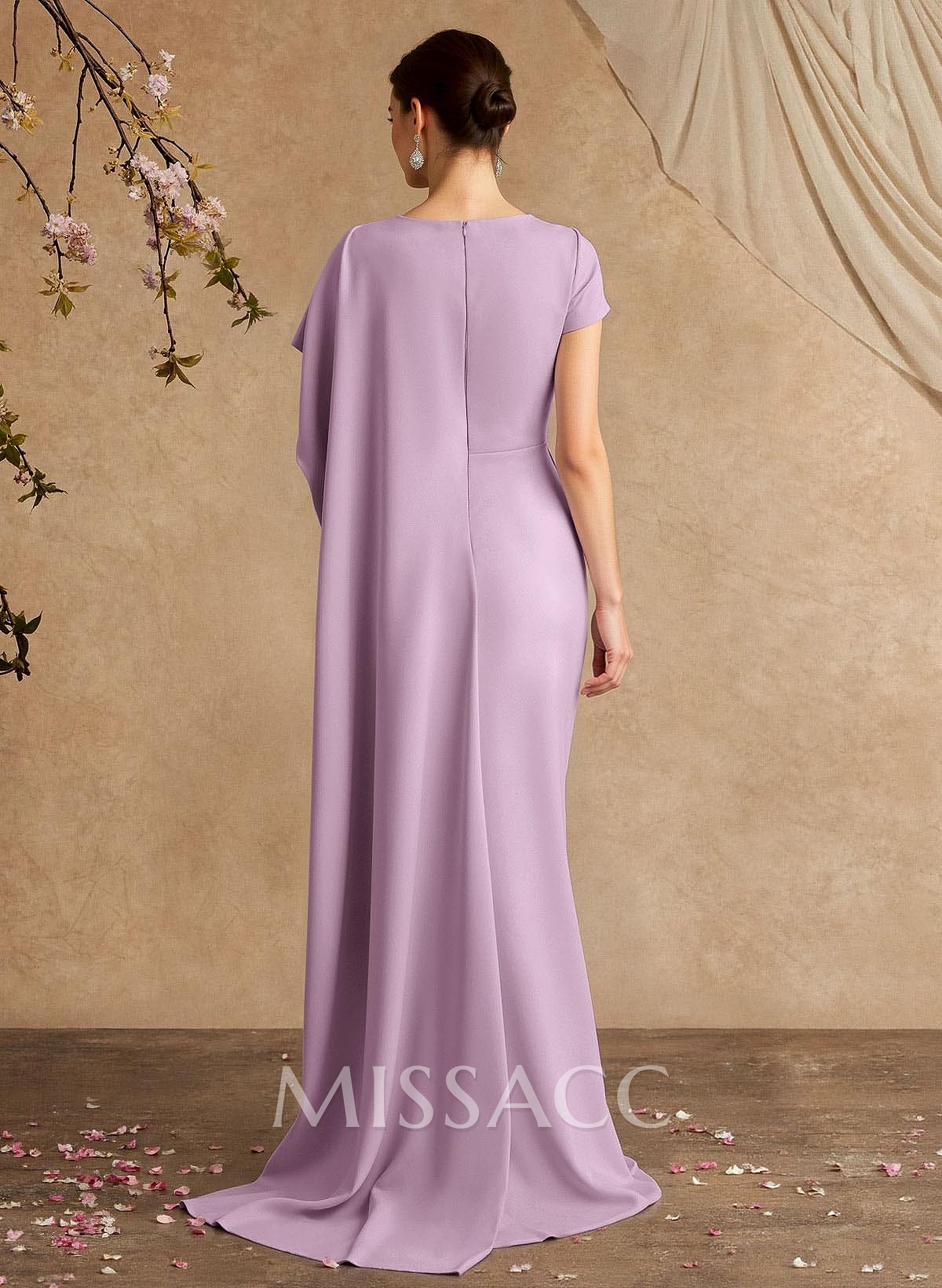 Sheath/Column Sleeveless Floor-Length Elastic Satin Mother Of The Bride Dresses With Sweeping Side Drape