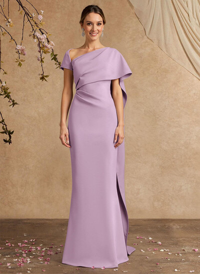 Sheath/Column Sleeveless Floor-Length Elastic Satin Mother Of The Bride Dresses With Sweeping Side Drape