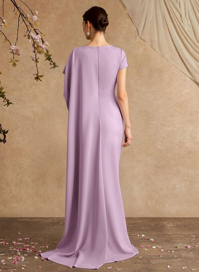 Sheath/Column Sleeveless Floor-Length Elastic Satin Mother Of The Bride Dresses With Sweeping Side Drape