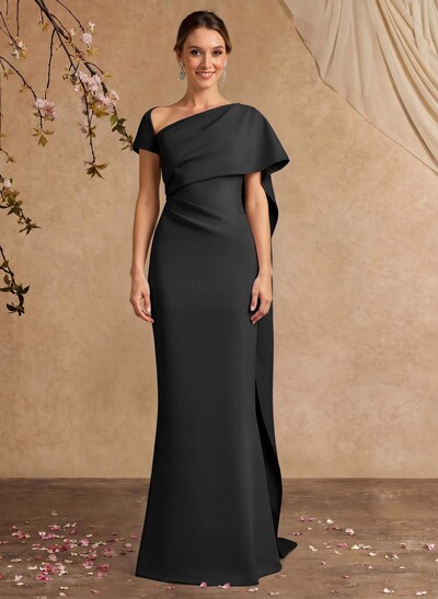 Sheath/Column Sleeveless Floor-Length Elastic Satin Mother Of The Bride Dresses With Sweeping Side Drape