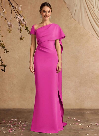 Sheath/Column Sleeveless Floor-Length Elastic Satin Mother Of The Bride Dresses With Sweeping Side Drape