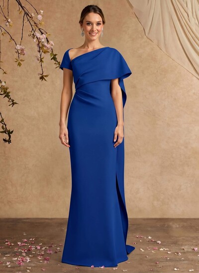 Sheath/Column Sleeveless Floor-Length Elastic Satin Mother Of The Bride Dresses With Sweeping Side Drape