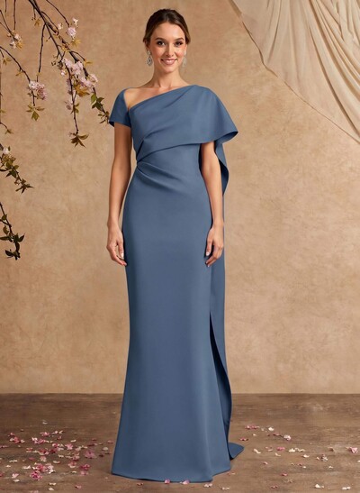 Sheath/Column Sleeveless Floor-Length Elastic Satin Mother Of The Bride Dresses With Sweeping Side Drape