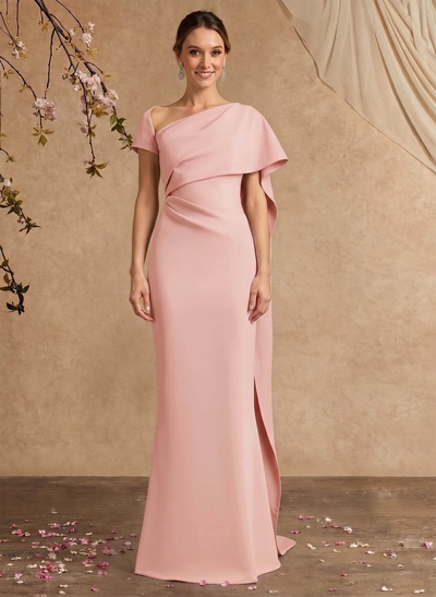Sheath/Column Sleeveless Floor-Length Elastic Satin Mother Of The Bride Dresses With Sweeping Side Drape