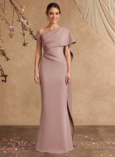 Sheath/Column Sleeveless Floor-Length Elastic Satin Mother Of The Bride Dresses With Sweeping Side Drape
