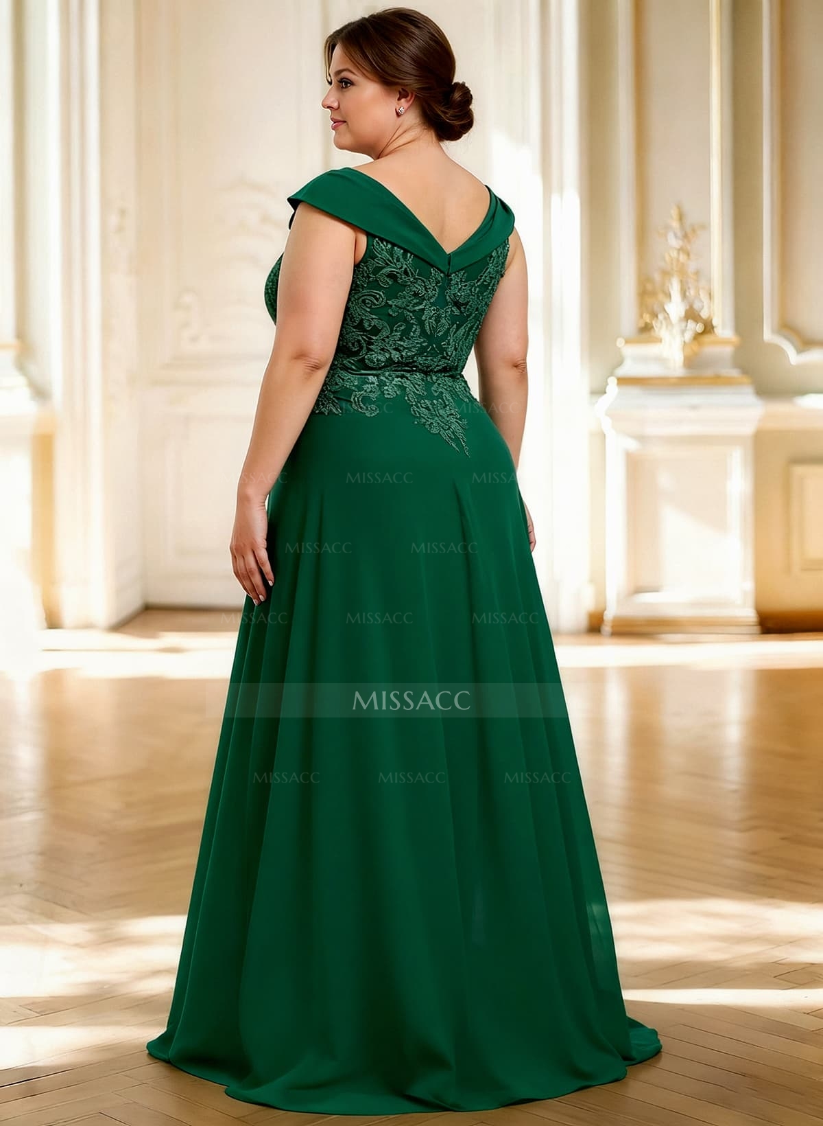 A-Line Off-The-Shoulder Sleeveless Floor-Length ChiffonMother Of The Bride Dresses With High Split