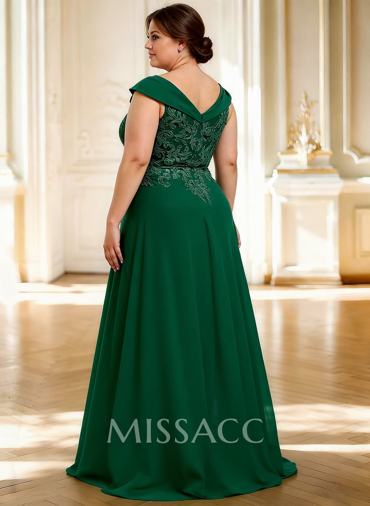 A-Line Off-The-Shoulder Sleeveless Floor-Length ChiffonMother Of The Bride Dresses With High Split