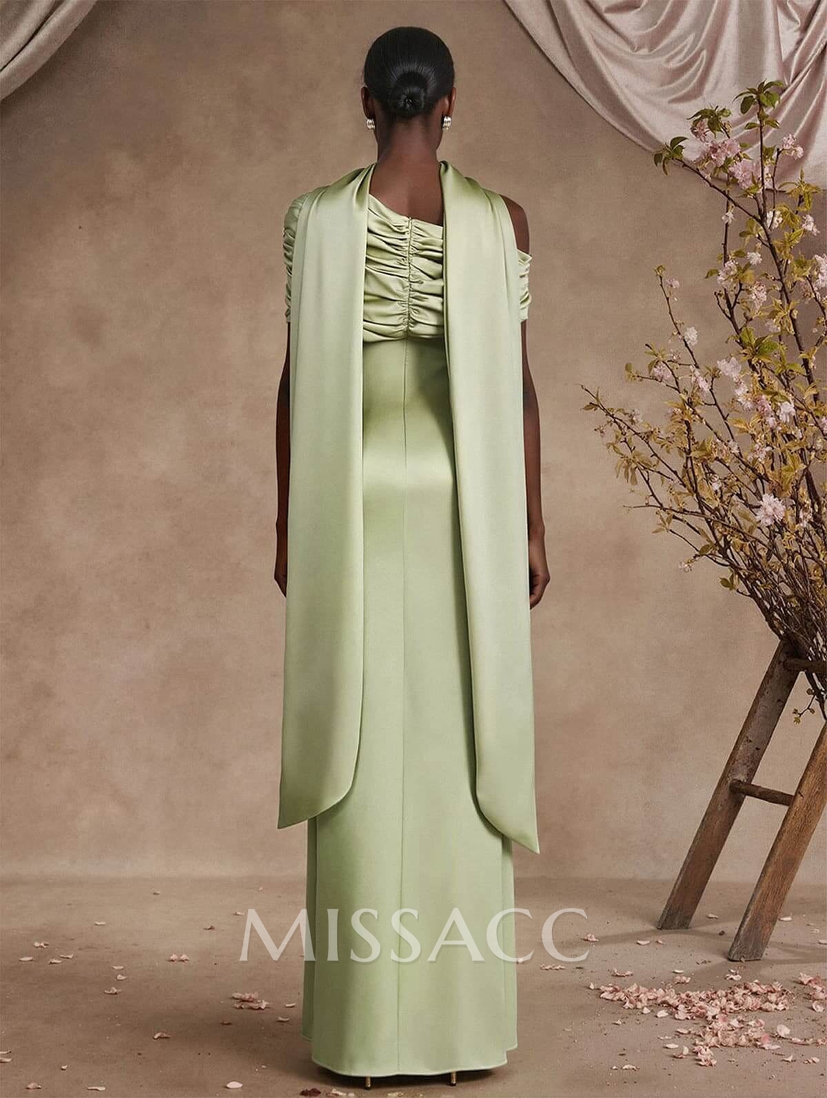 Sheath/Column Asymmetrical Sleeveless Floor-Length Crepe Satin Mother Of The Bride Dresses Sheath/Column Asymmetrical Sleeveless Floor-Length Crepe Satin Mother Of The Bride Dresses