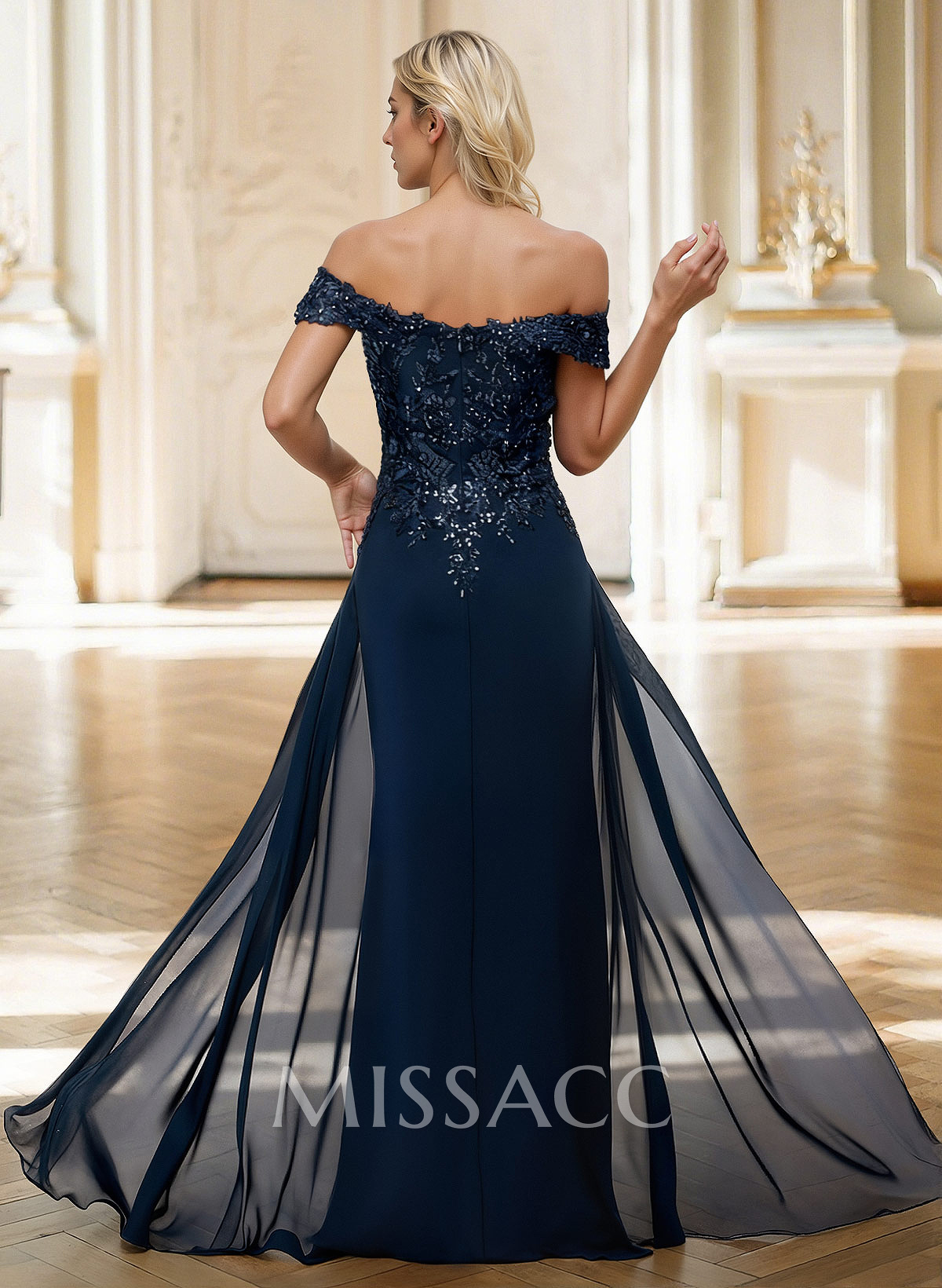 Sheath/Column Off-The-Shoulder Sleeveless Chiffon Mother Of The Bride Dresses With Overskirt Dress