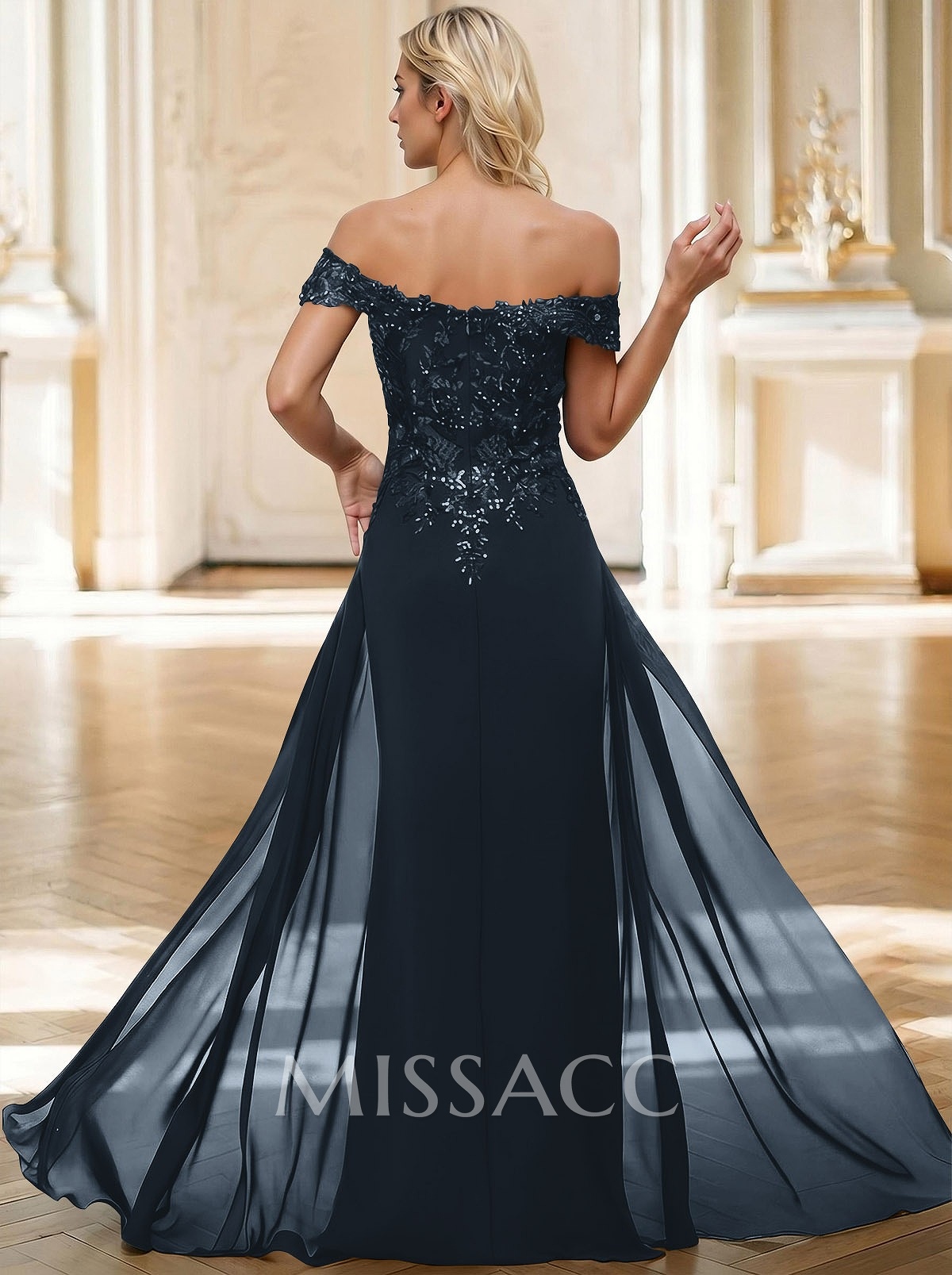 Sheath/Column Off-The-Shoulder Sleeveless Chiffon Mother Of The Bride Dresses With Overskirt Dress Sheath/Column Off-The-Shoulder Sleeveless Chiffon Mother Of The Bride Dresses With Overskirt Dress