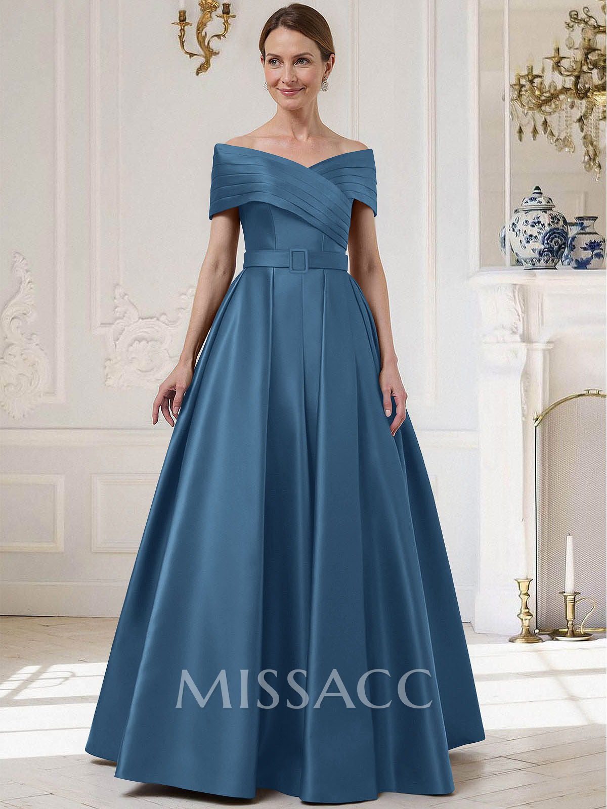 A-Line Off-The-Shoulder Sleeveless Floor-Length Satin Mother Of The Bride Dresses A-Line Off-The-Shoulder Sleeveless Floor-Length Satin Mother Of The Bride Dresses