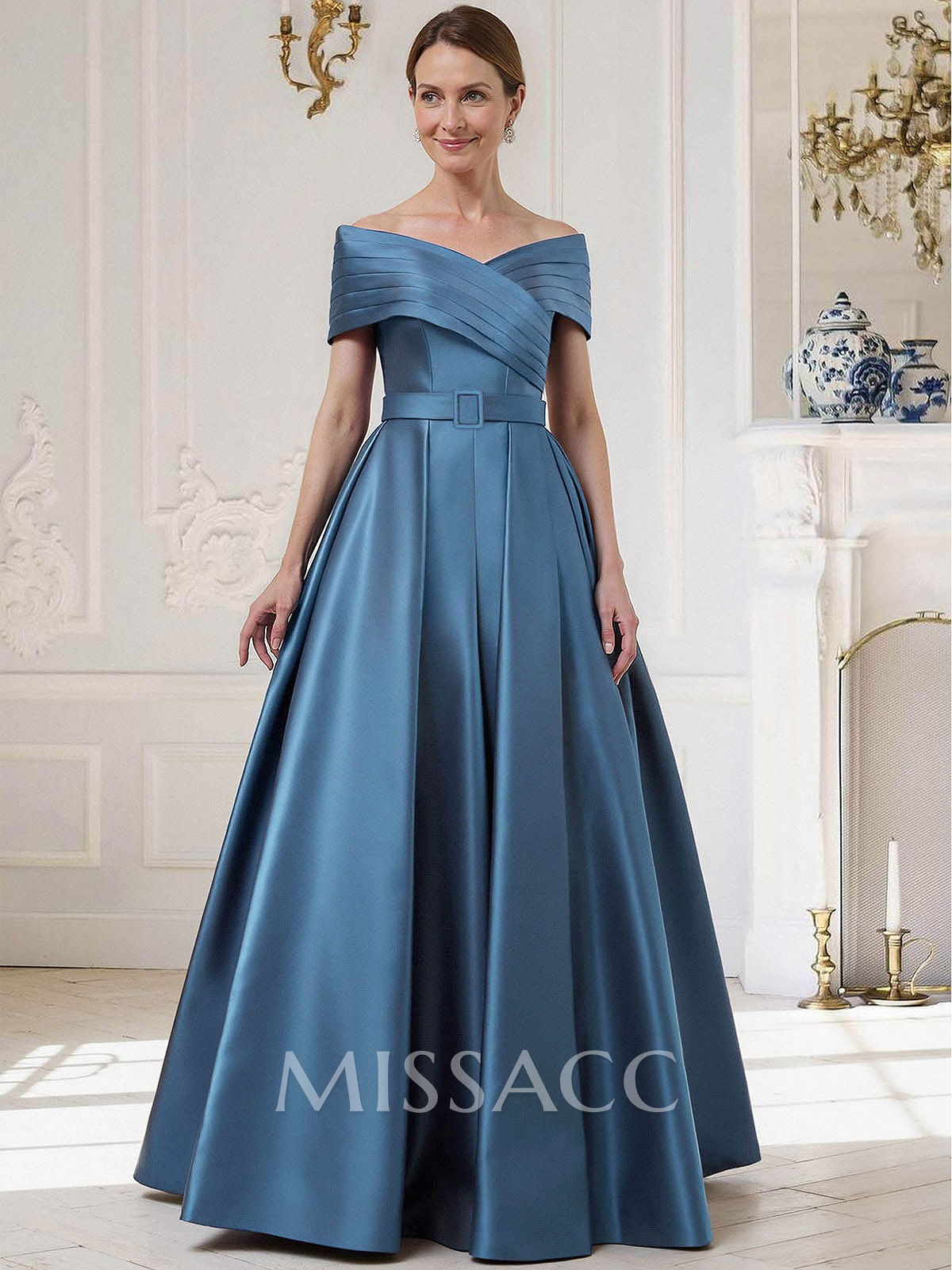 A-Line Off-The-Shoulder Sleeveless Floor-Length Satin Mother Of The Bride Dresses A-Line Off-The-Shoulder Sleeveless Floor-Length Satin Mother Of The Bride Dresses