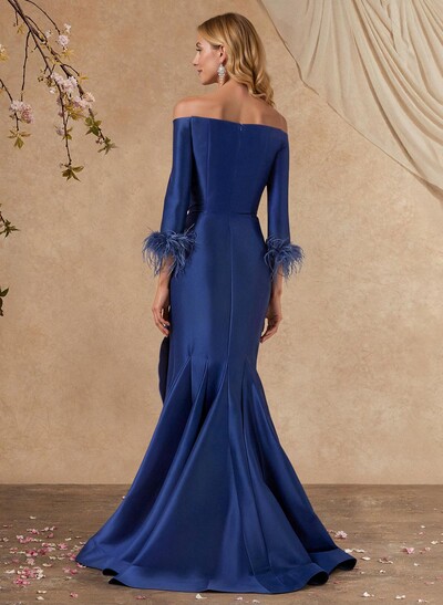 Trumpet/Mermaid Off-The-Shoulder 3/4 Sleeves Floor-Length Satin Mother Of The Bride Dresses