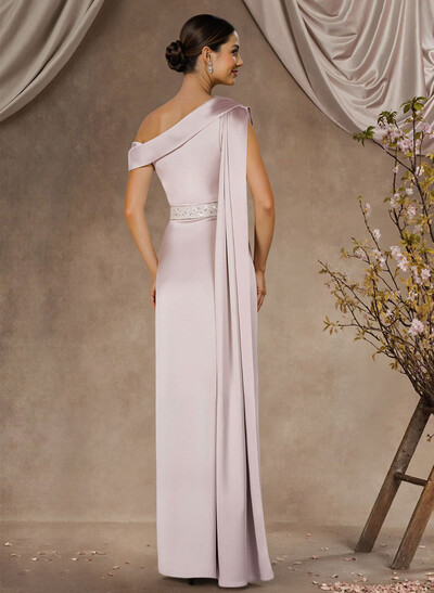 Sheath/Column Asymmetrical Sleeveless Floor-Length Crepe Satin Mother Of The Bride Dresses