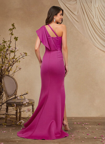 Trumpet/Mermaid One-Shoulder Sleeveless Sweep Train Satin Mother Of The Bride Dresses