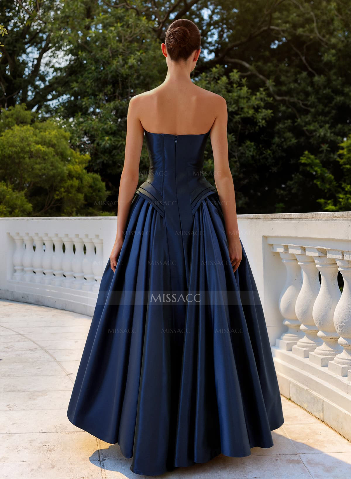 A-Line Strapless Sleeveless Floor-Length Satin Mother Of The Bride Dresses With Pleated