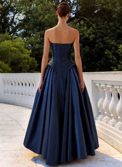 A-Line Strapless Sleeveless Floor-Length Satin Mother Of The Bride Dresses With Pleated