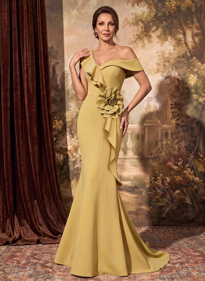 Trumpet/Mermaid Asymmetrical Sweep Train Elastic Satin Mother Of The Bride Dresses