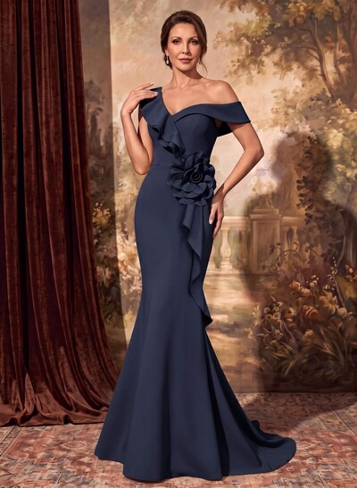Trumpet/Mermaid Asymmetrical Sweep Train Stretch Satin Mother of the Bride Dresses