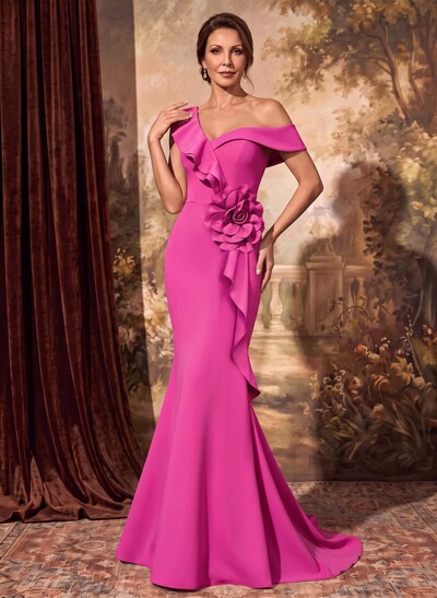 Trumpet/Mermaid Asymmetrical Sweep Train Elastic Satin Mother Of The Bride Dresses
