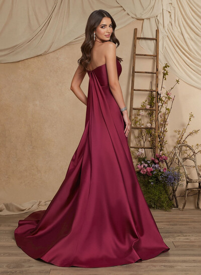Trumpet/Mermaid Halter Sleeveless Sweep Train Acetate Satin Mother Of The Bride Dresses
