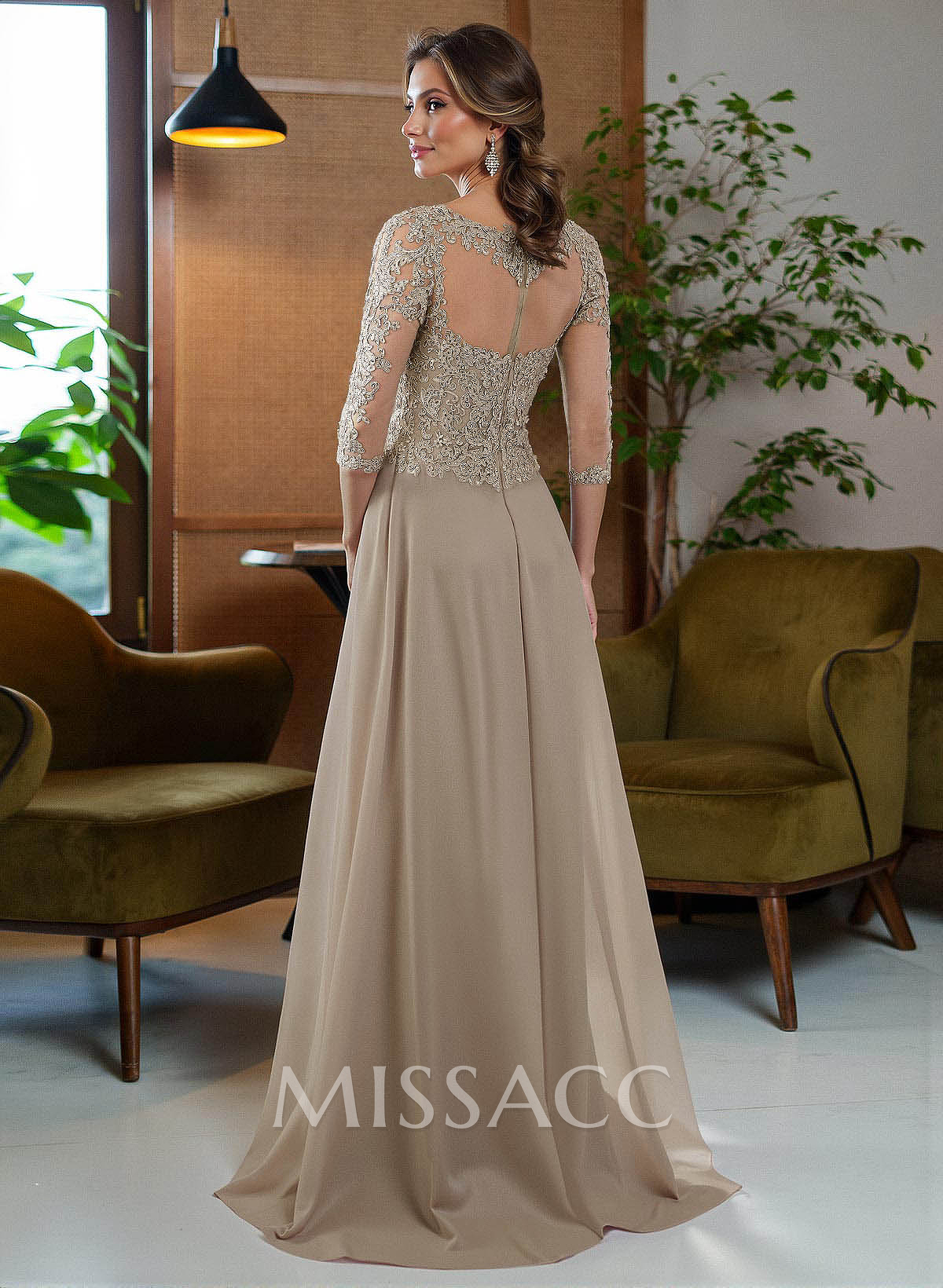 Sheath/Column Scoop Neck Floor-Length Chiffon Mother Of The Bride Dresses With Appliques Lace/High Split Sheath/Column Scoop Neck Floor-Length Chiffon Mother Of The Bride Dresses With Appliques Lace/High Split