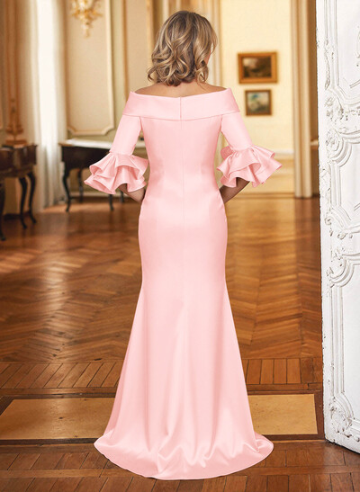 Trumpet/Mermaid Off-The-Shoulder Sweep Train Satin Mother Of The Bride Dresses