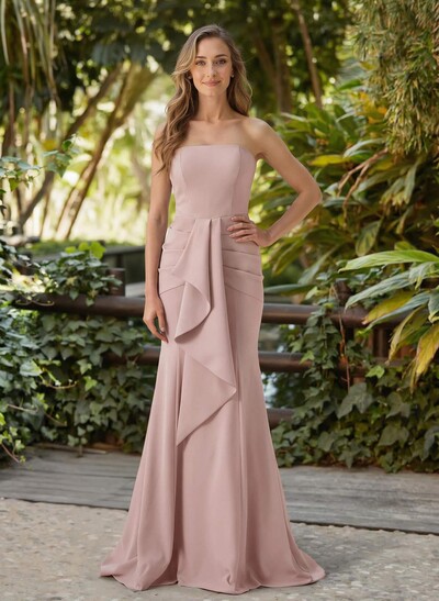Trumpet/Mermaid Strapless Sleeveless Floor-Length Elastic Satin Mother Of The Bride Dresses