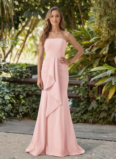 Trumpet/Mermaid Strapless Sleeveless Floor-Length Elastic Satin Mother Of The Bride Dresses