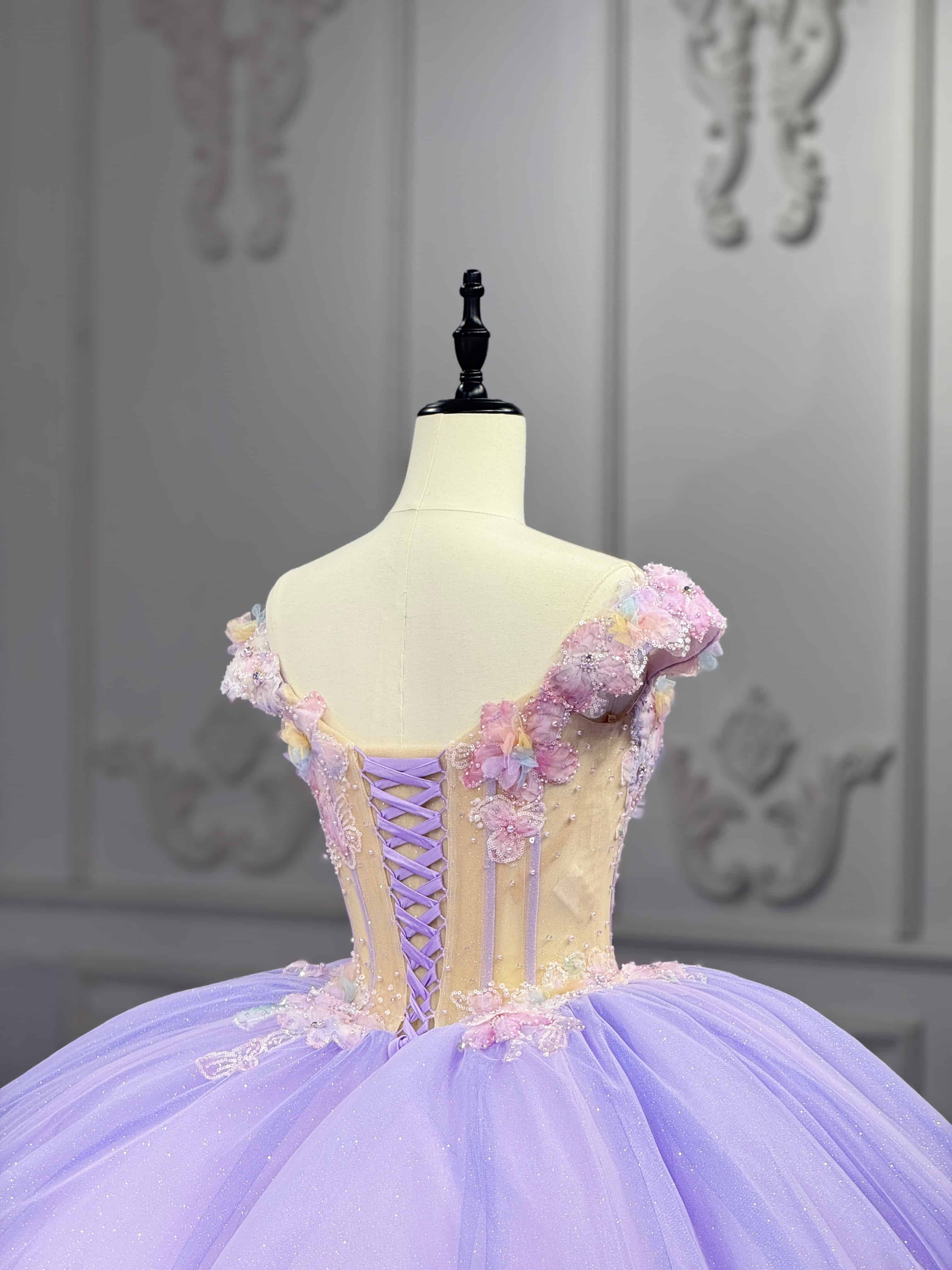 Dreamy Princess Ball Gown Off-Shoulder Collar Draping Prom Dress With Lace Up On Back