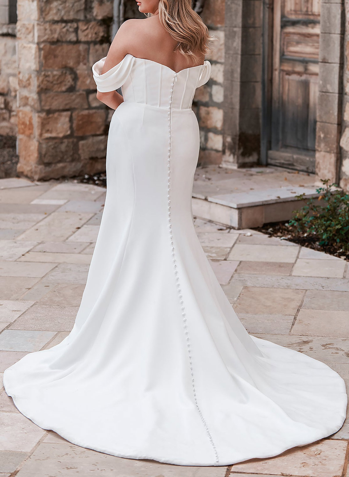 Elegant Off-The-Shoulder Sleeveless Mermaid Sweep Train Matte Satin Wedding Dresses