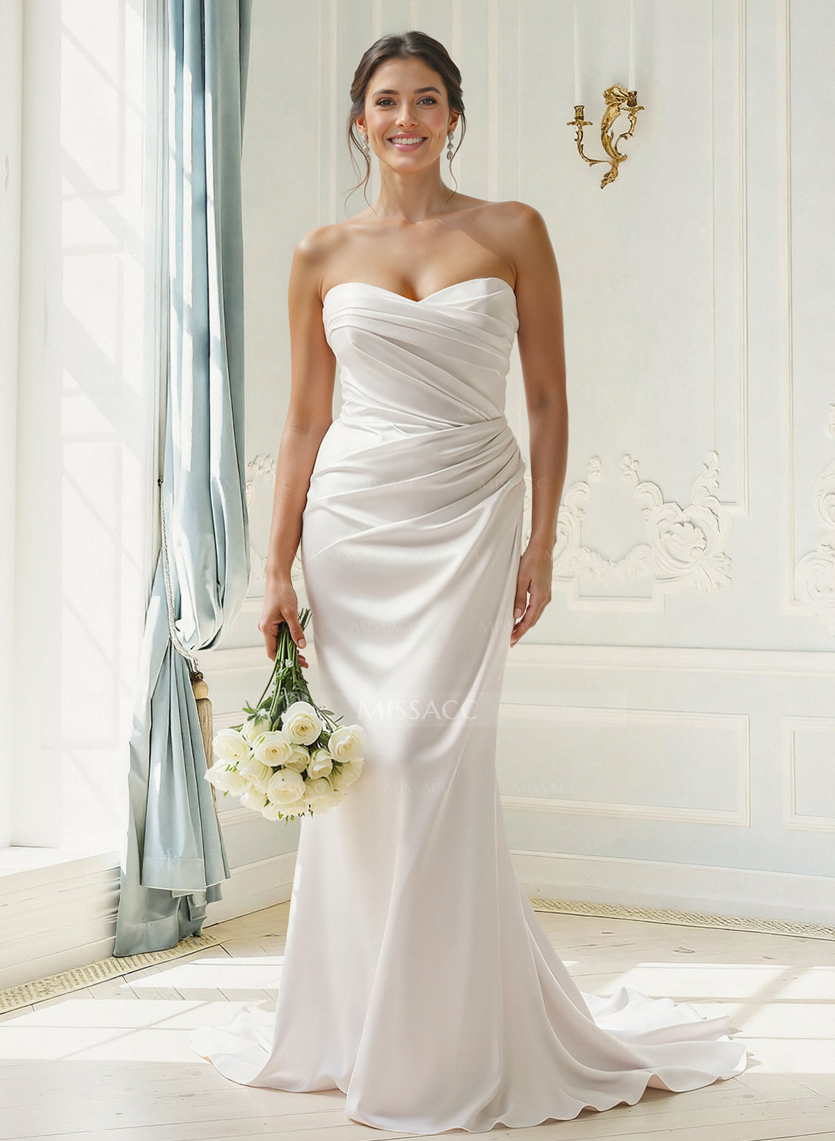 Trumpet/Mermaid Sweetheart Sleeveless Sweep Train Detachable Straps Wedding Dresses