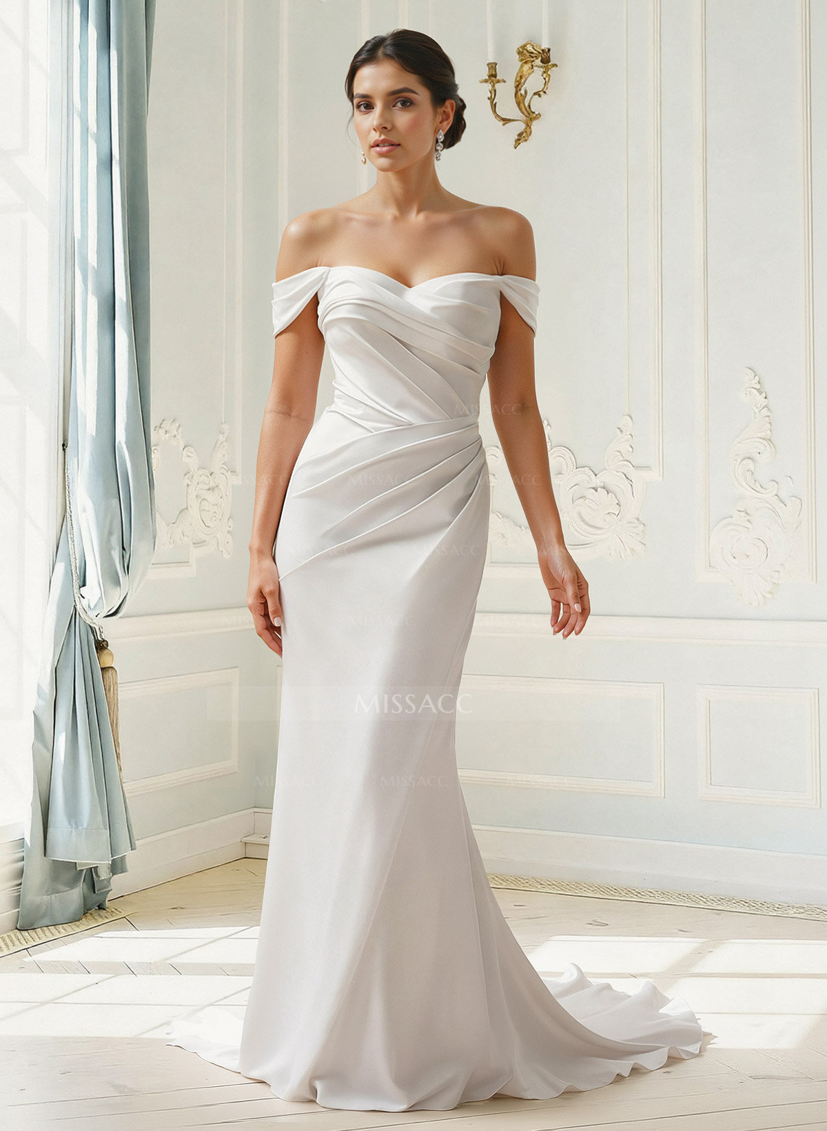 Trumpet/Mermaid Sweetheart Sleeveless Sweep Train Detachable Straps Wedding Dresses
