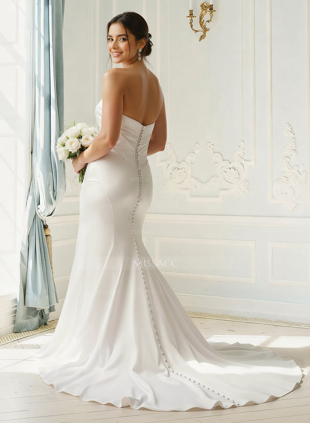 Trumpet/Mermaid Sweetheart Sleeveless Sweep Train Detachable Straps Wedding Dresses