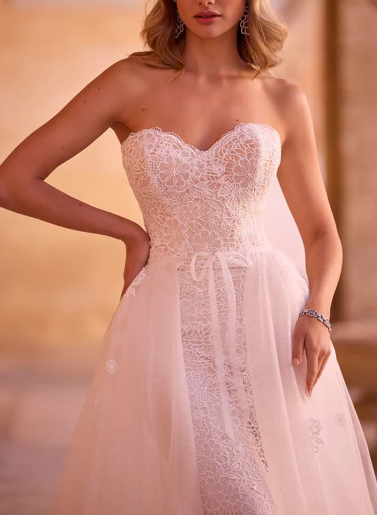 Sheath/Column Sweetheart Sleeveless Sweep Train Wedding Dresses With Overskirt Dress