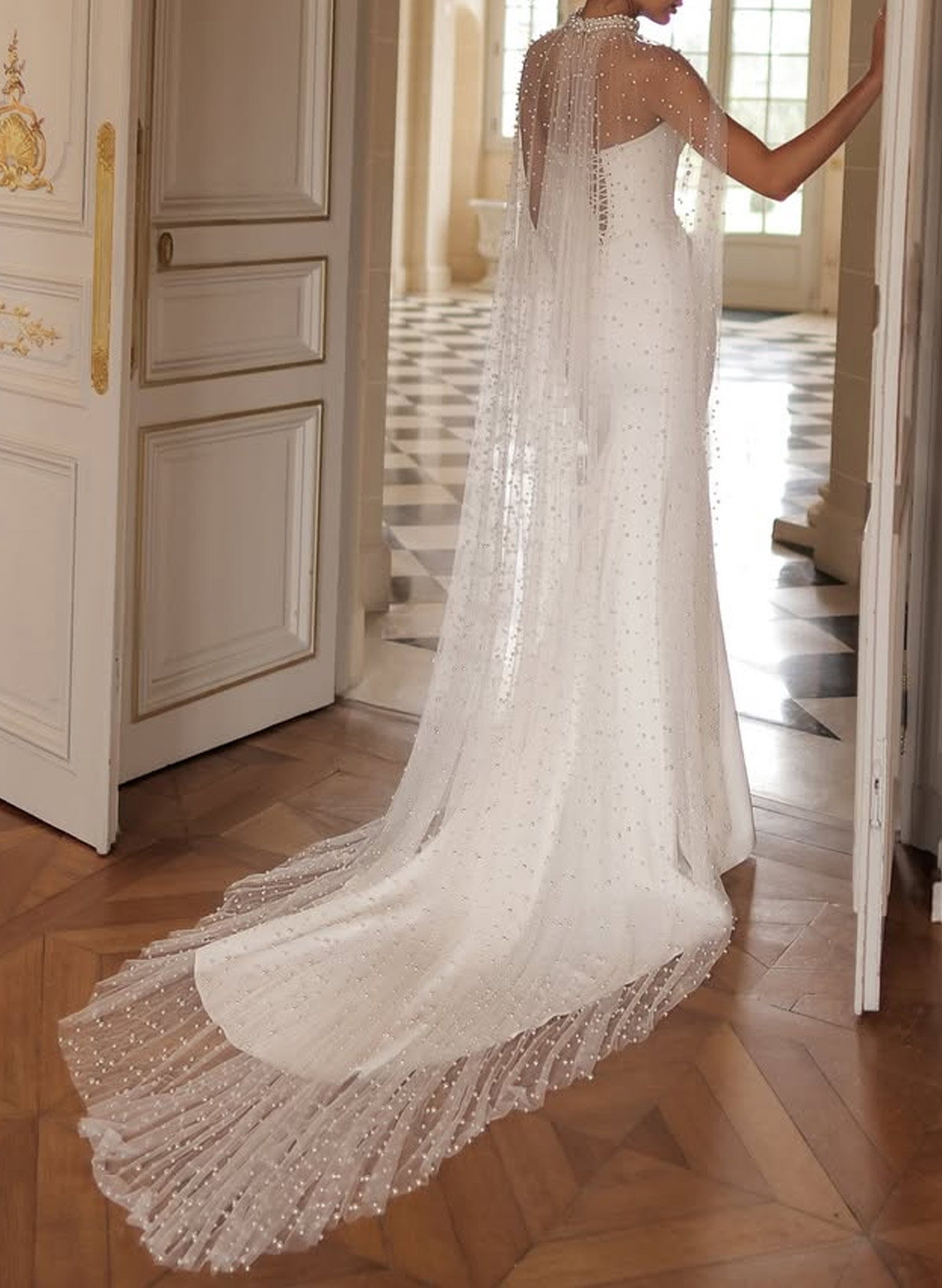 Beading Sweep Train Cape Shawl For Occasion Evening