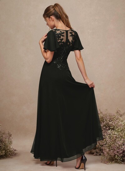 V-Neck Lace Sleeves A-Line Bridesmaid Dresses