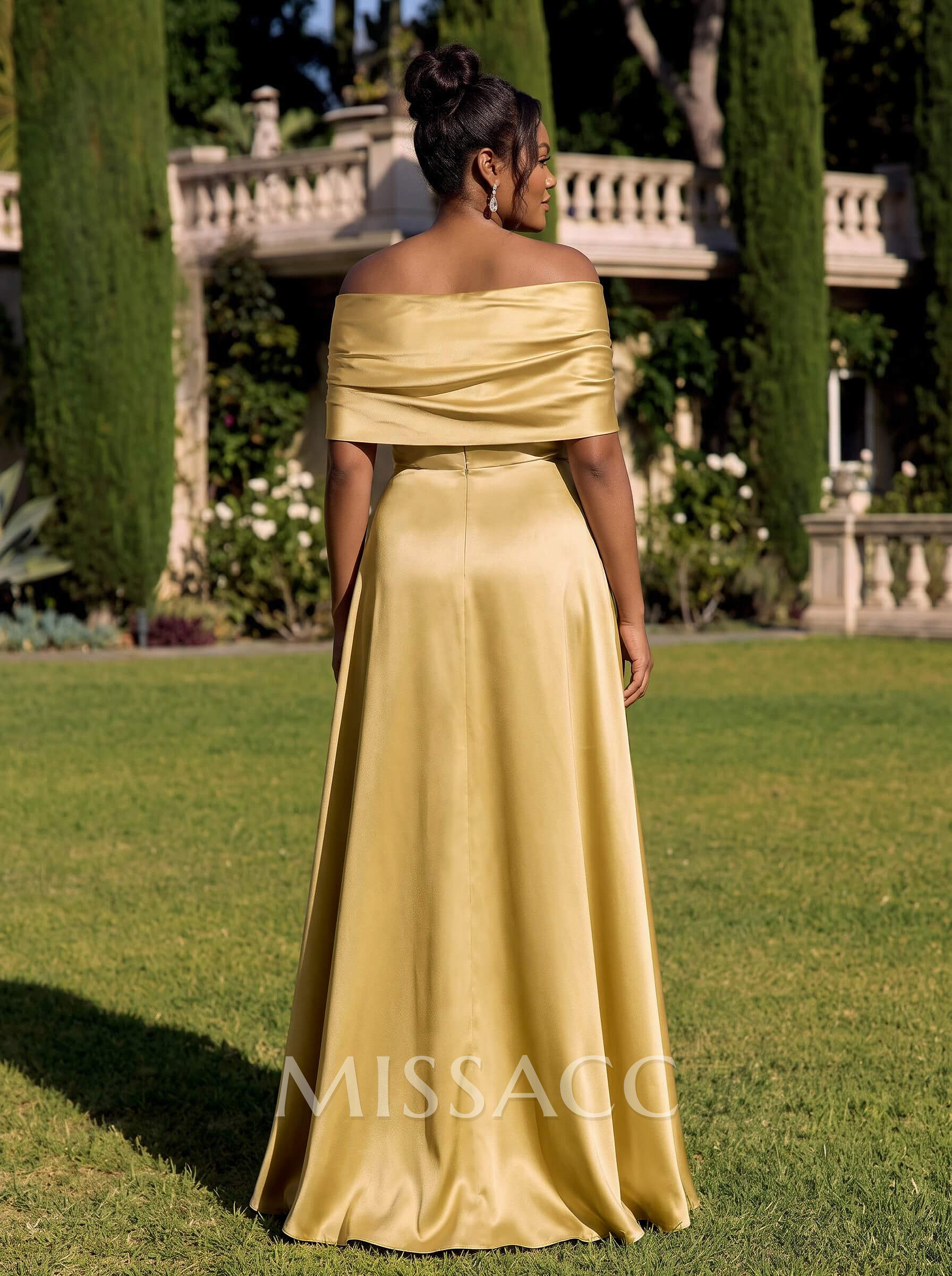 A-Line Off-The-Shoulder Sleeveless Floor-Length Satin Bridesmaid Dresses A-Line Off-The-Shoulder Sleeveless Floor-Length Satin Bridesmaid Dresses