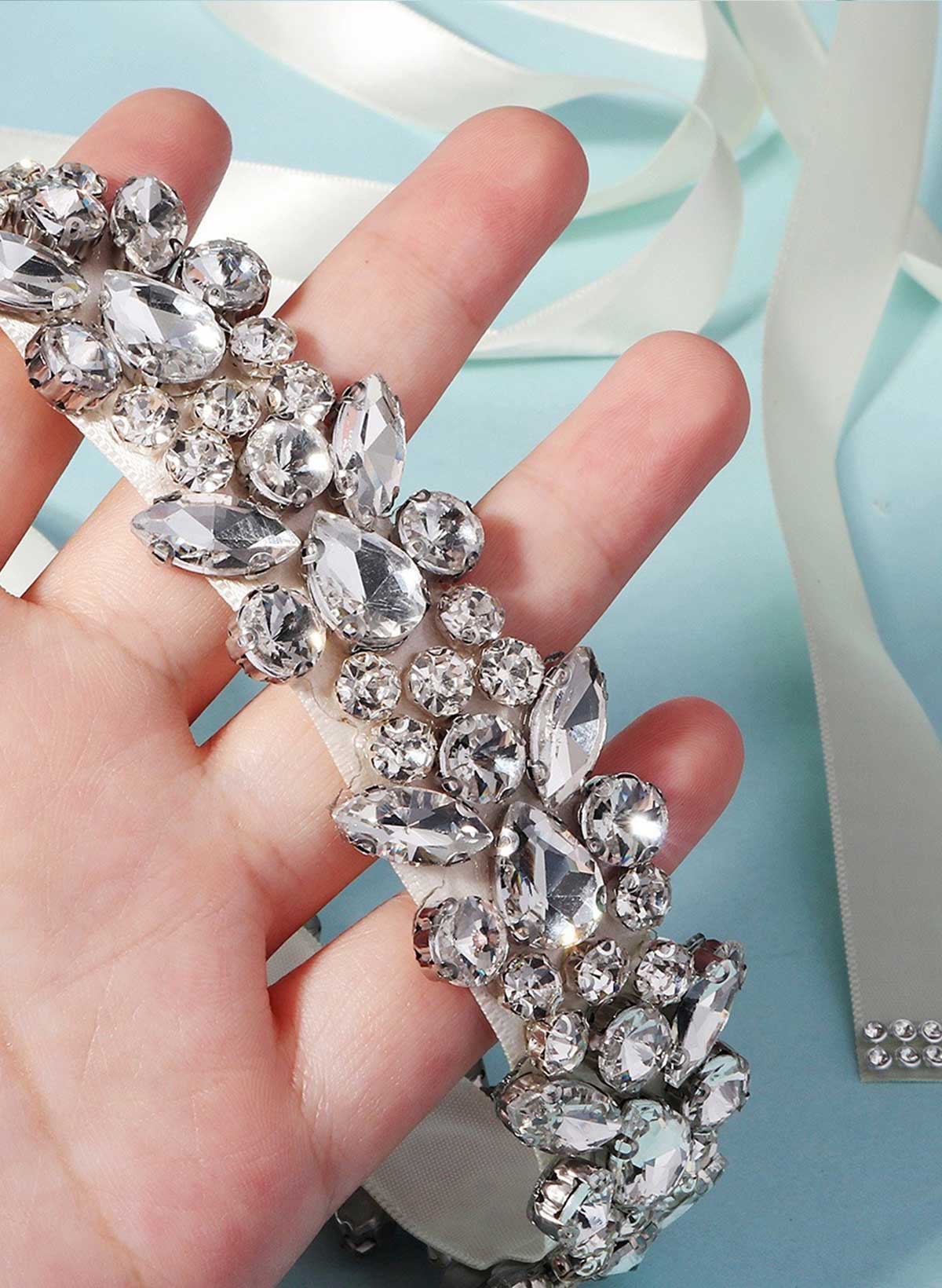 Satin Ribbon Sash Rhinestone For Bridal/Bridesmaids