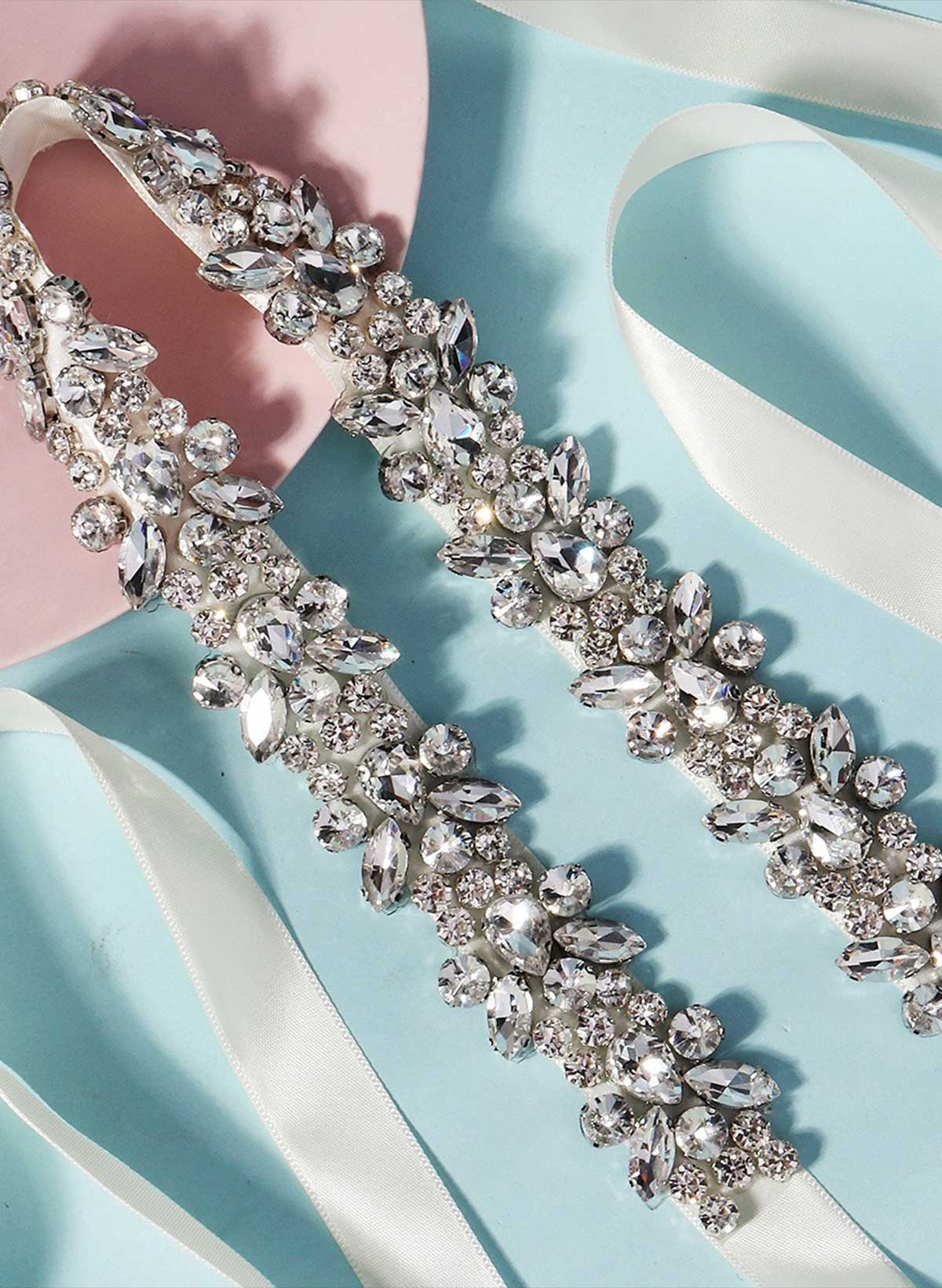 Satin Ribbon Sash Rhinestone For Bridal/Bridesmaids