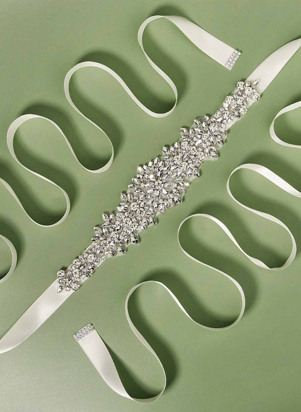 Satin Ribbon Sash Rhinestone For Bridal/Bridesmaids