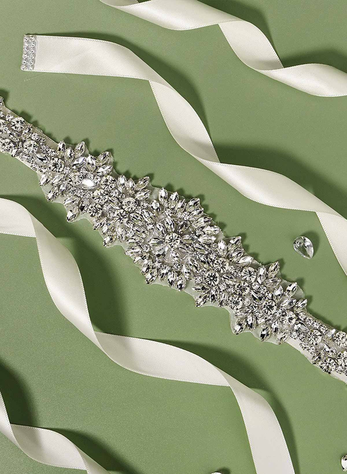 Satin Ribbon Sash Rhinestone For Bridal/Bridesmaids