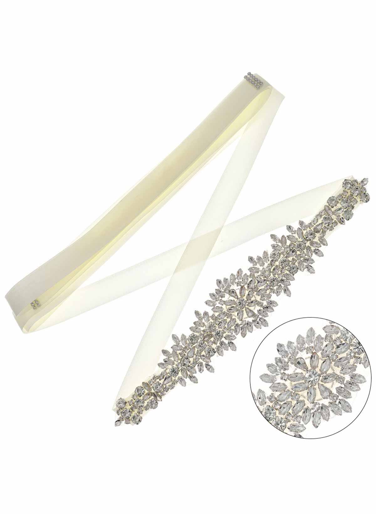 Satin Ribbon Sash Rhinestone For Bridal/Bridesmaids
