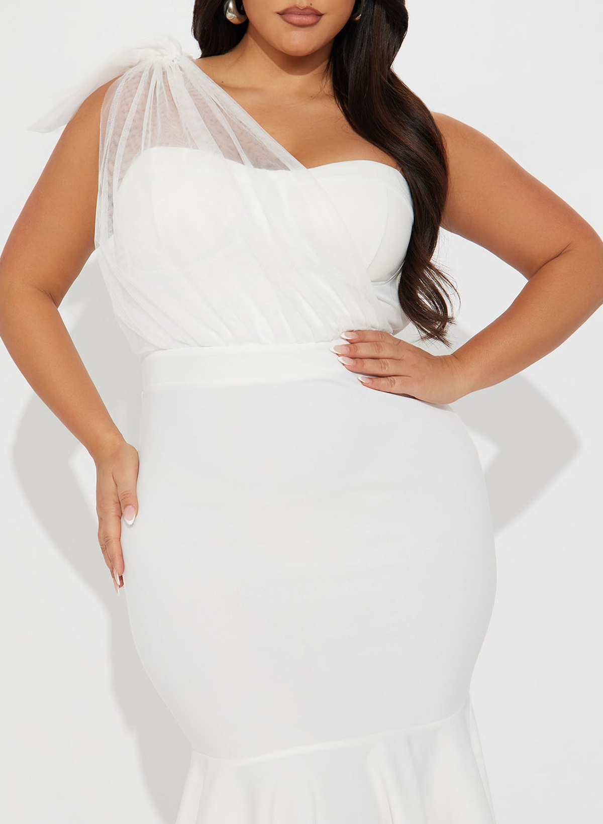 Elegant One-Shoulder Sleeveless Mermaid Tea-Length Tulle/Elastic Satin Cocktail Dresses With Bow(s)