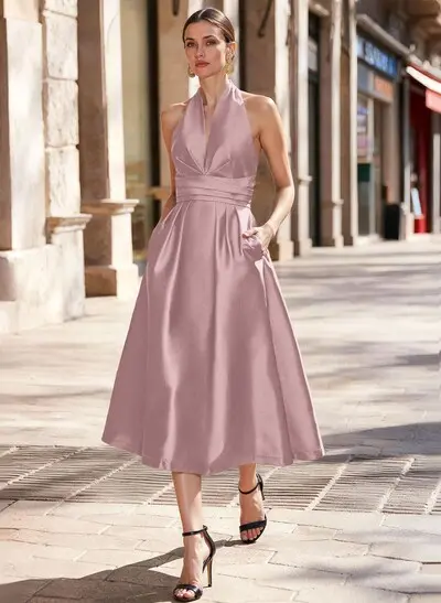 black long sleeve cocktail dress Black Satin Long Sleeve Formal Evening Dress main image 1