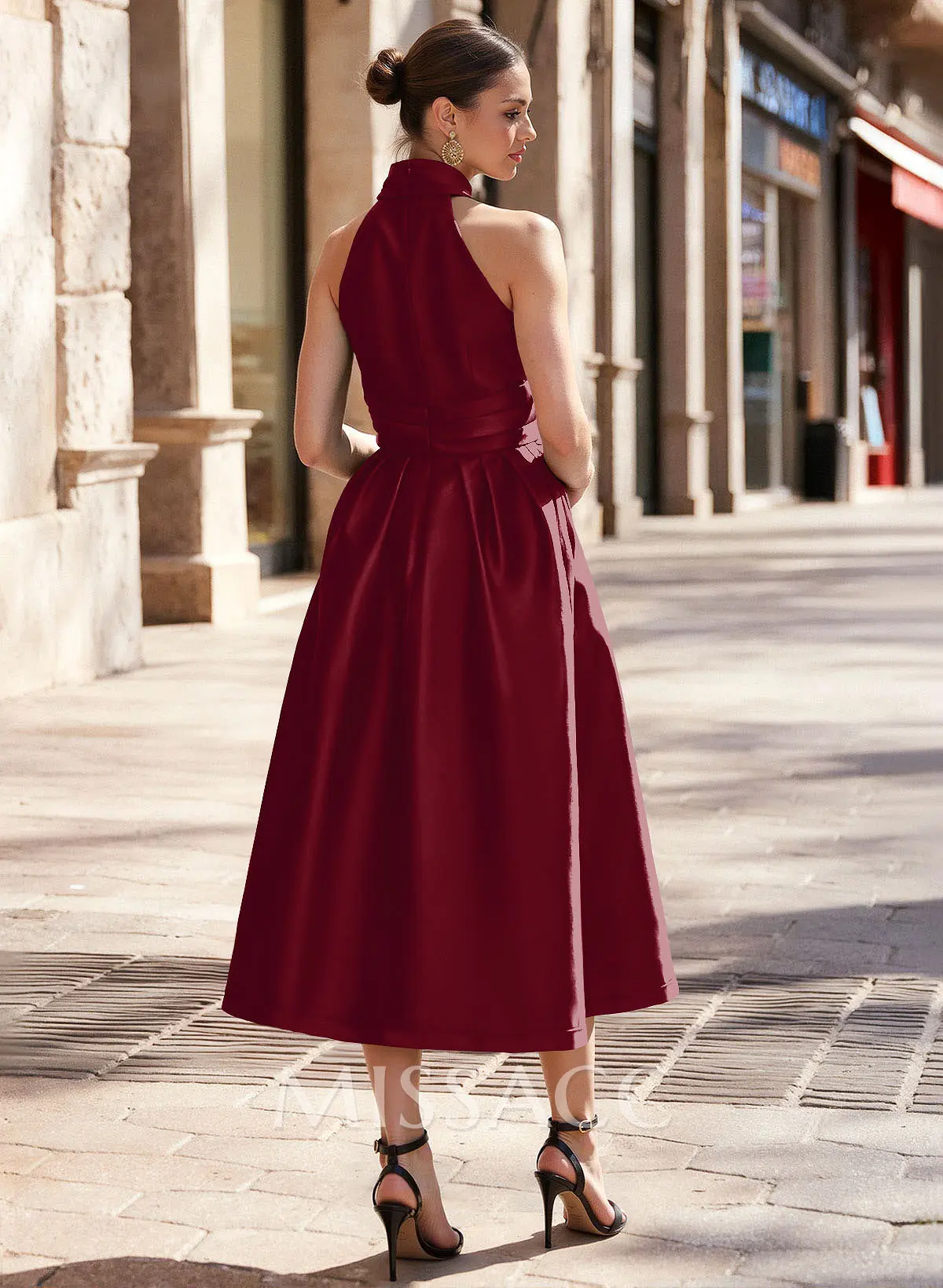 art deco cocktail dress with halter neck in dusty emerald Dark Green Embellished Midi Width:R Navy Ruched Midi Dress White Glove Delivery while the exposed back