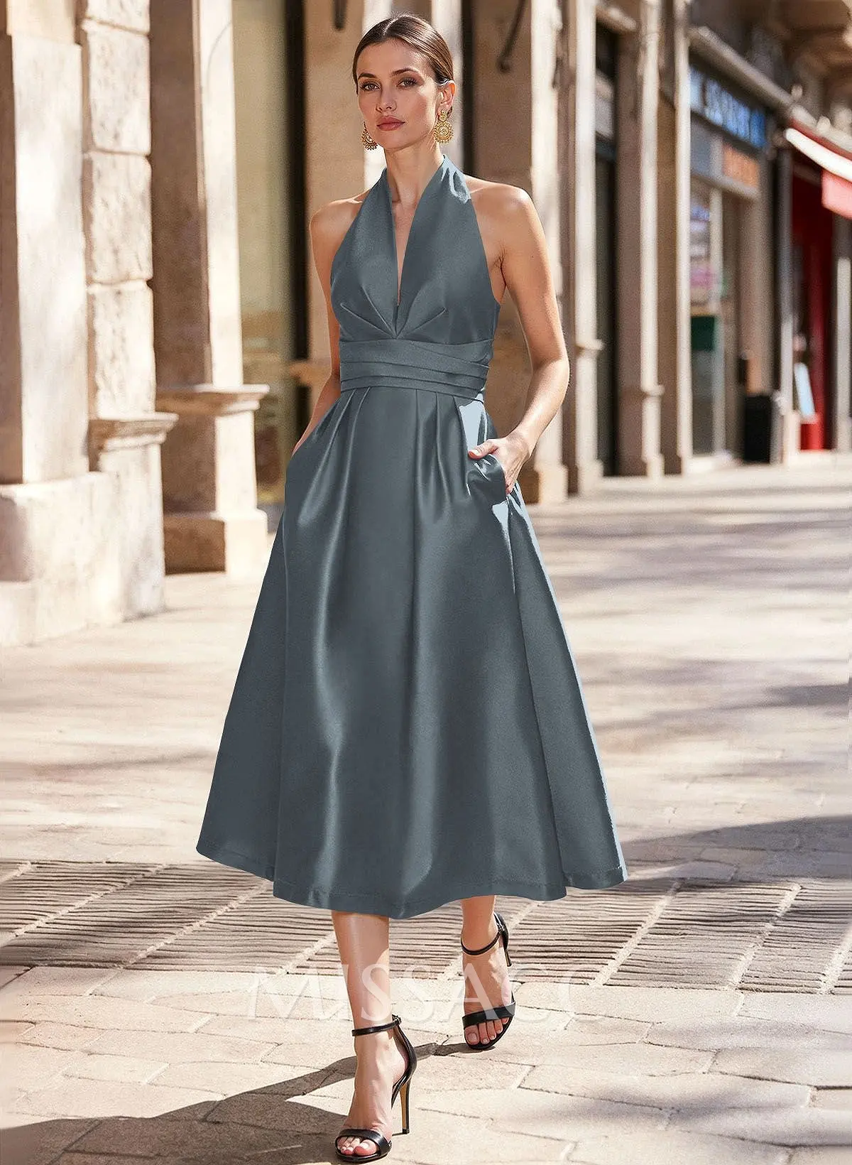 gray tea length formal dress Royal Blue 2026 Scoop Mother of the Bride Dress Short Sleeves Long Sheath