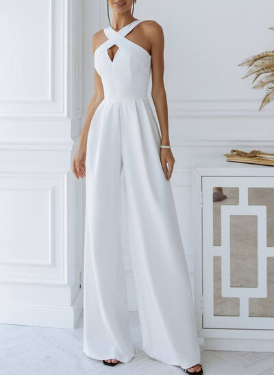 Jumpsuit Pantsuit Sweetheart Sleeveless Floor-Length Elastic Satin Evening Dresses With